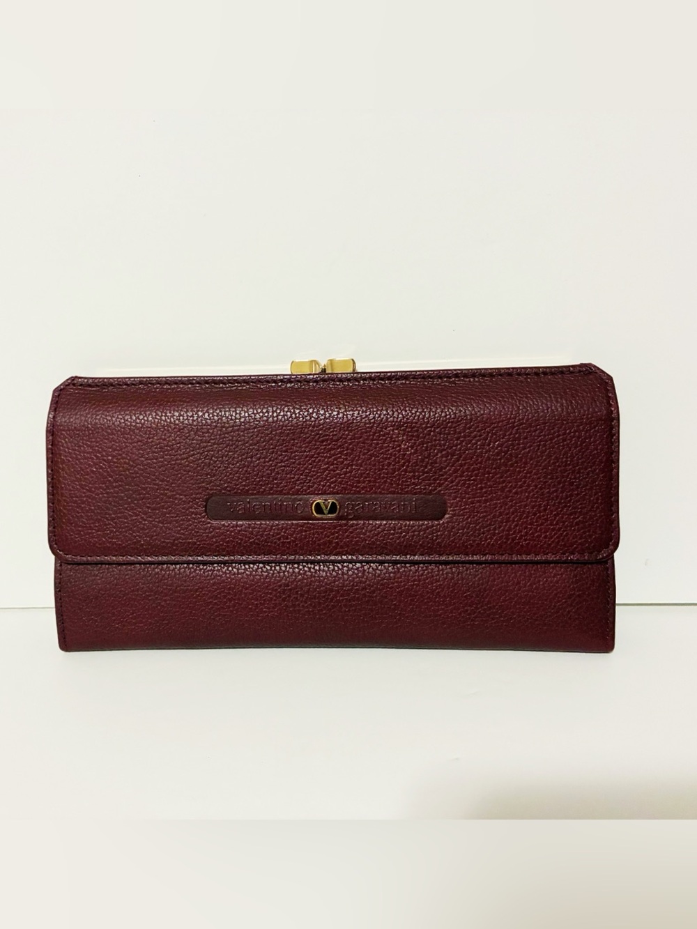 Authentic Valentino Garavani Deep Brown Leather Long Wallet
